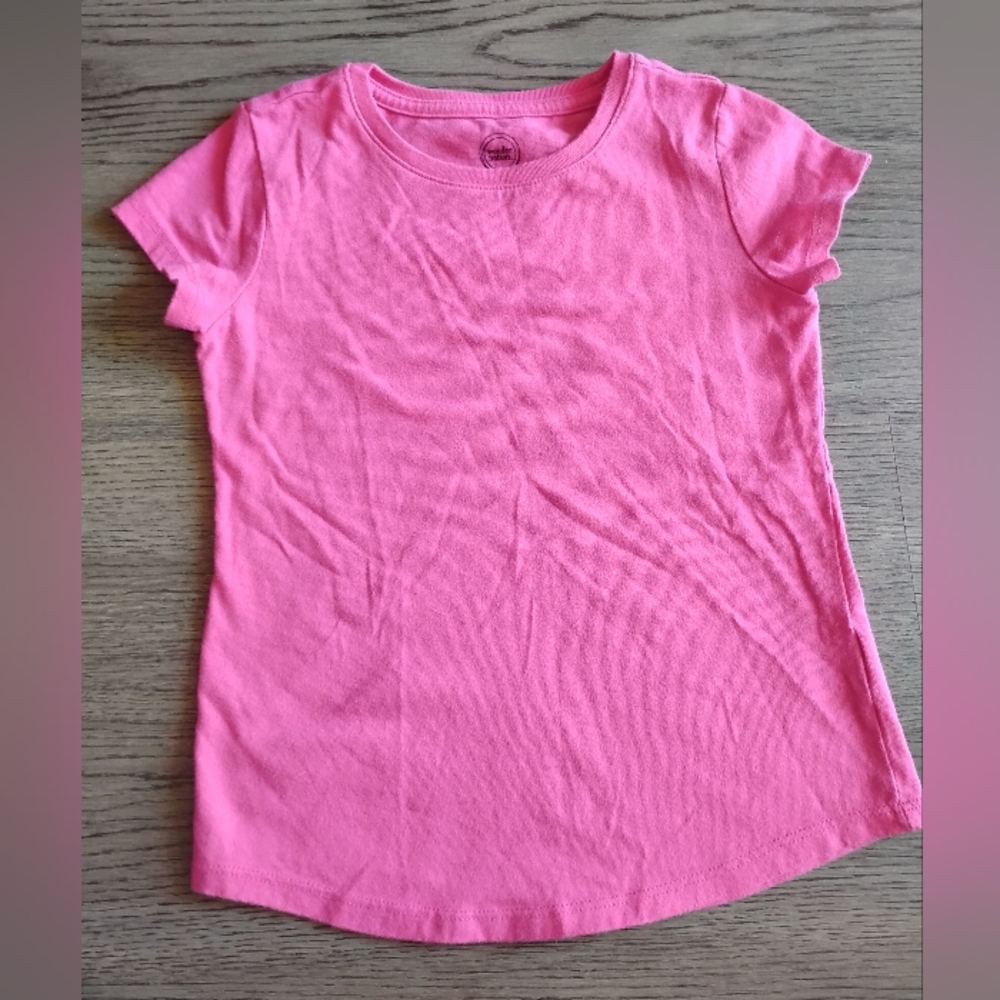 Wonder Nation Pink Short Sleeve Basic Tee Girls Size S (6-6X)